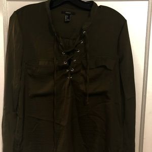 Olive Lace Up Shirt